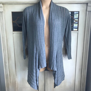 VGUC Eileen Fisher Open Front Cardigan Drape Lightweight in Gray | Size Small